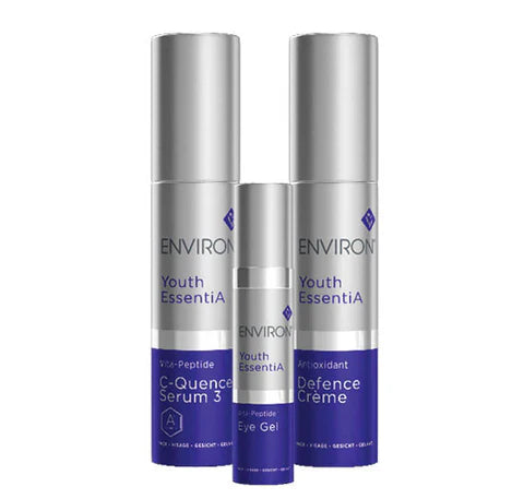 Environ YE Kit #3 featuring antioxidant defence crème and Vita-Peptide eye gel, shown in the product packaging.