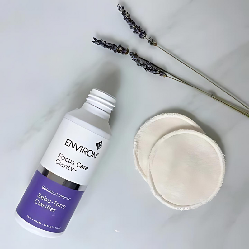 Environ Botanical Infused Sebu-Tone Clarifier bottle with label, showcasing a skincare product for oily and acne-prone skin.