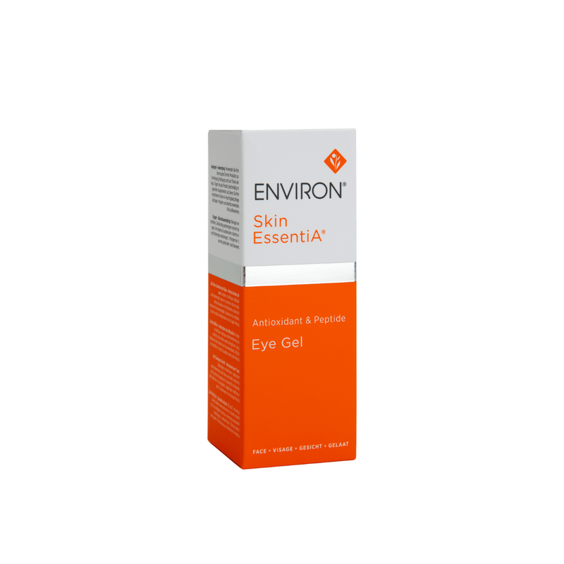 Environ Antioxidant & Peptide Eye Gel in a 15ml container, designed to reduce puffiness and improve skin around the eyes.