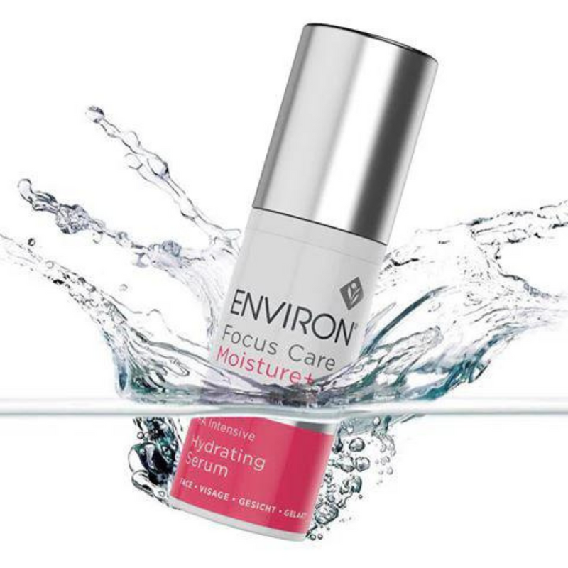 Environ HA Intensive Hydrating Serum in a clear bottle with dropper, showcasing its hydrating skincare formula.