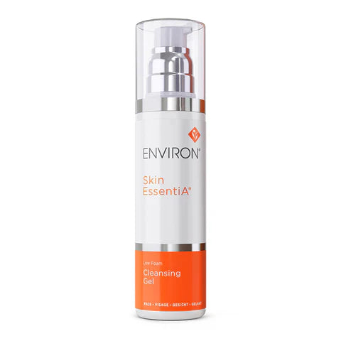 Environ Low Foam Cleansing Gel in 200ml bottle, gentle foaming facial cleanser with soothing ingredients.