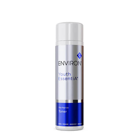 Environ Vita-Peptide Toner in a 200ml bottle, clear liquid with a white cap, designed for skincare and facial toner use.