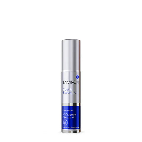 Environ Vita-Peptide C-Quence Serum 4 in a 35ml bottle, featuring a clear dropper and sleek packaging for brightening skin.