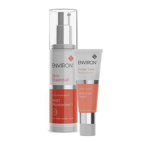 Environ SE Kit #1 includes Intense C-Boost, Mela-Even Cream, and other skincare products in a compact set.