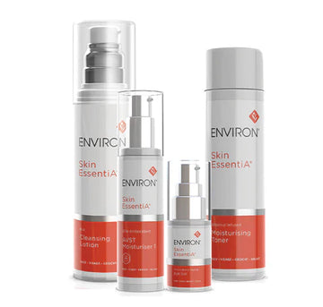 Environ Starter Kit includes mild cleansing lotion, botanical toner, peptide eye gel, antioxidant moisturizer, and Vita-Antioxidant AVST.